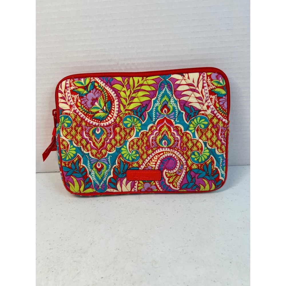 Vera Bradley Lilli Bell Paisley Quilted Tablet Tech Sleeve Case Red Blue Pink
